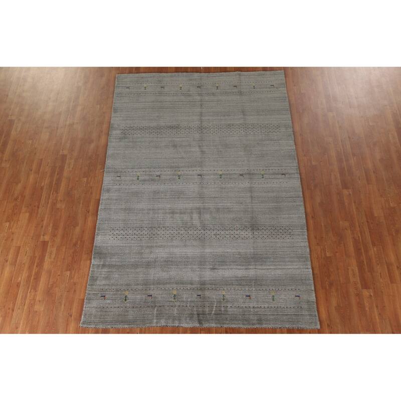 Tribal Gabbeh Oriental Area Rug Hand-Knotted Wool Carpet - 6'6"x 9'9"