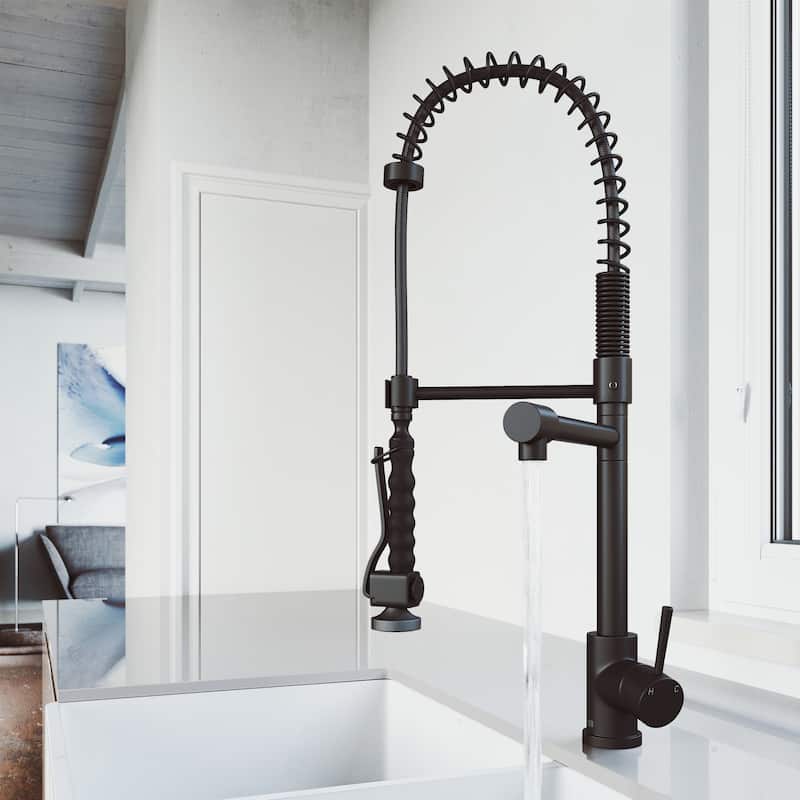 VIGO Zurich 27" H Single Handle Pull-Down Sprayer Kitchen Faucet