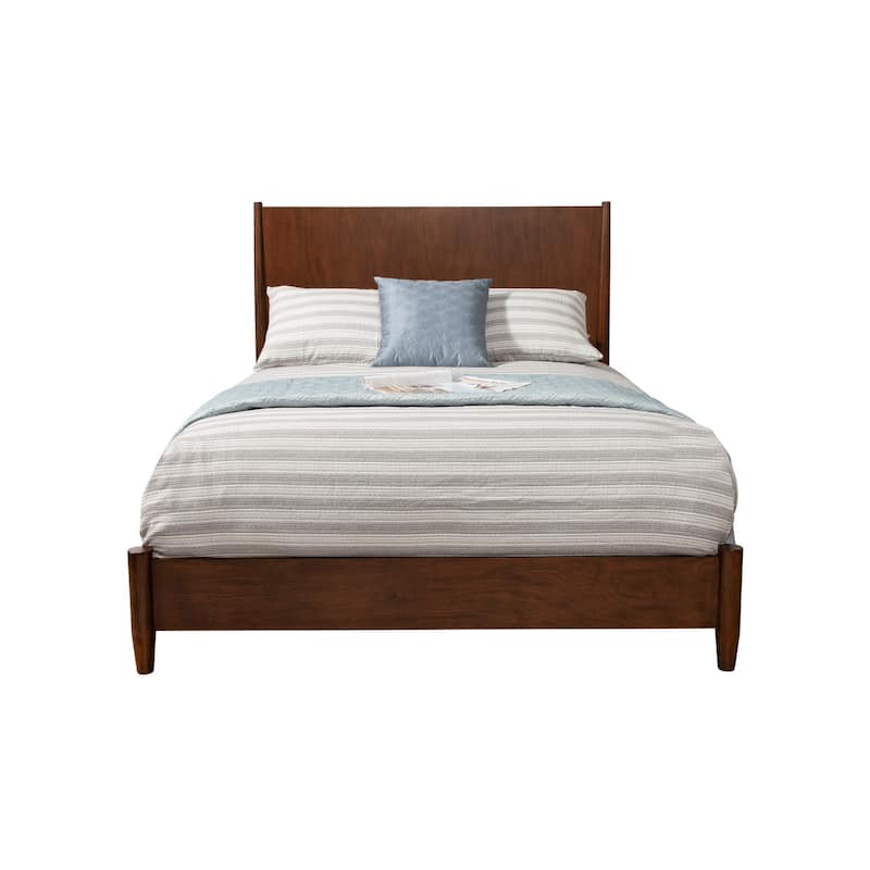 Full Size Bed Frame Baroque Design Gray Finish Mahogany Wood Panel Bed - 59"W x 81"D
