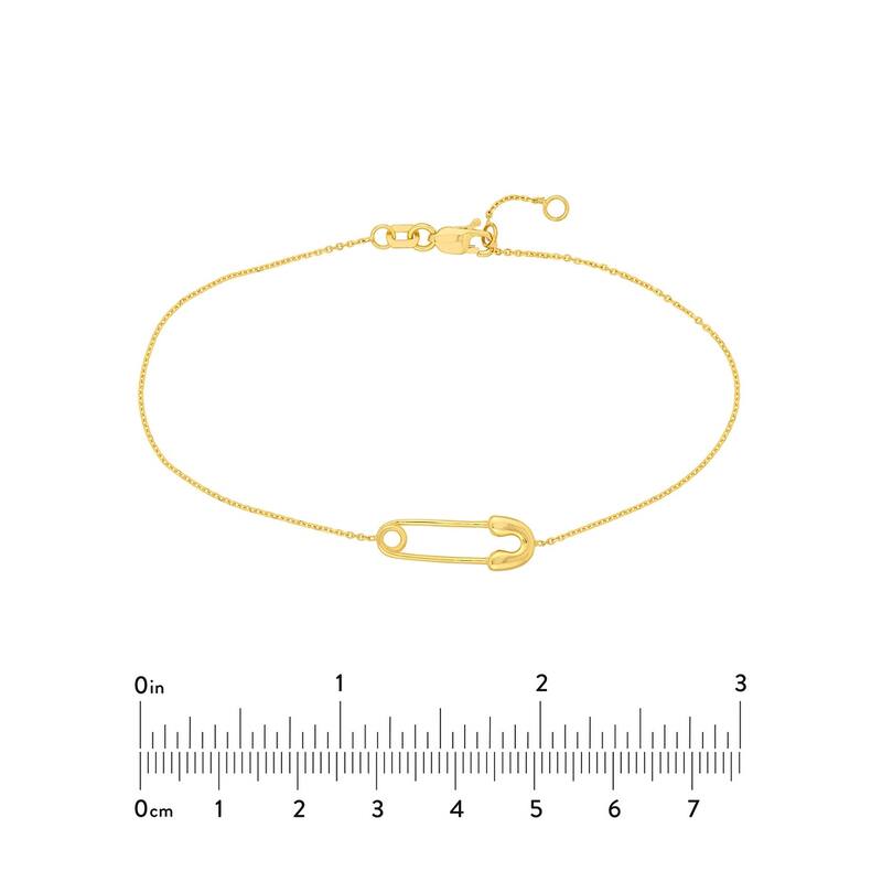 Curata 14k Yellow Gold 7.5" Single Safety Pin Adjustable Layering Bracelet