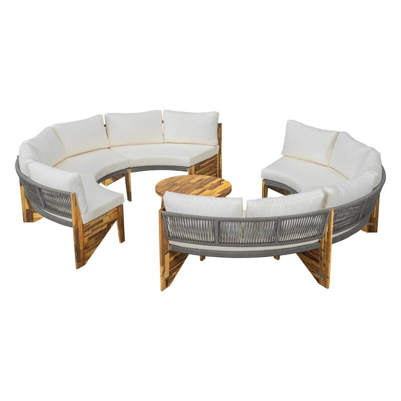 6-Person Outdoor Seating Group with Cushions and Coffee Table by Leisure Zone