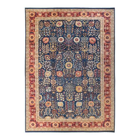 Eclectic, One-of-a-Kind Hand-Knotted Area Rug - Blue, 12' 1" x 17' 4" - 12' 1" x 17' 4"