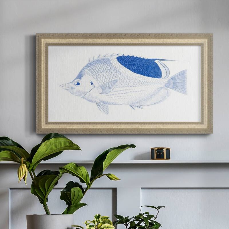 Blue & White Tropical Fish I Premium Framed Canvas- Ready to Hang