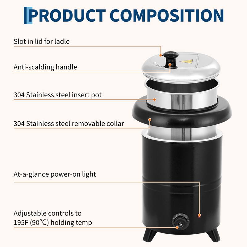 Commercial Soup Warmer Kettle Food Warmer, Electric Soup Pot