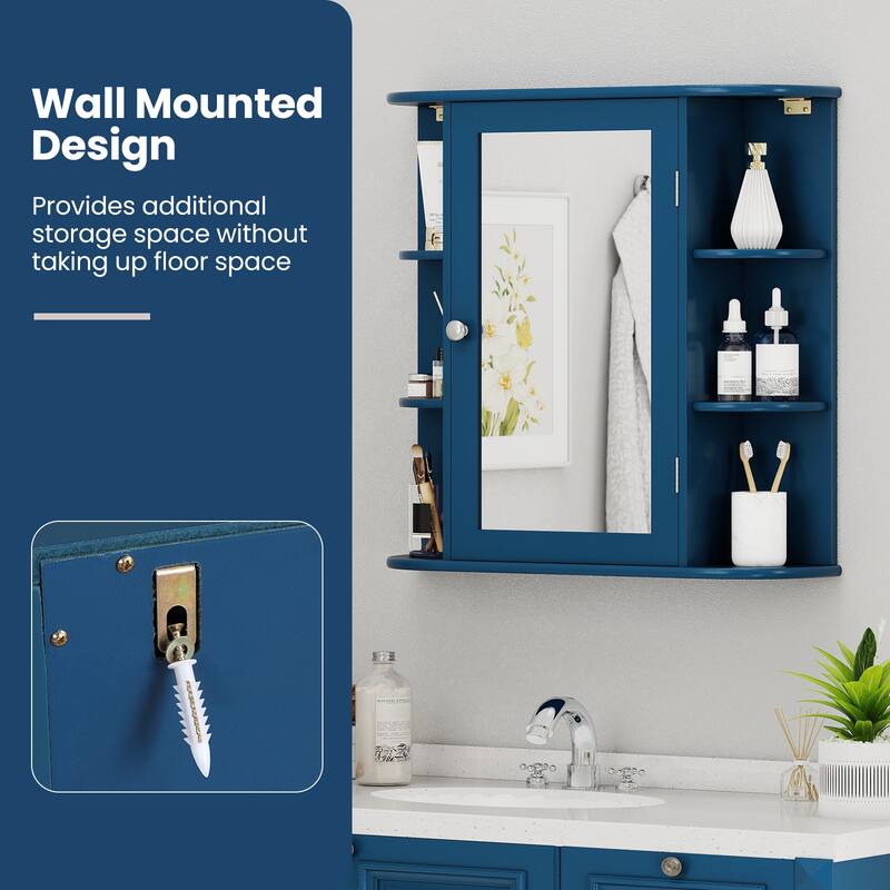 Gymax Multipurpose Mount Wall Surface Storage Cabinet Mirror for