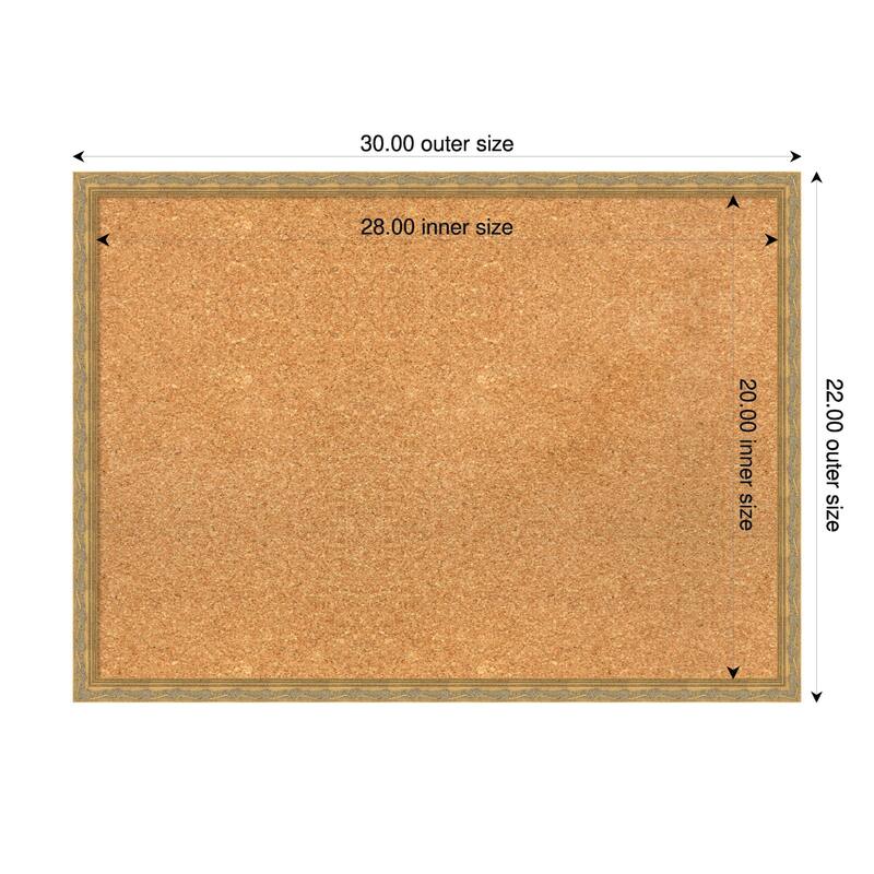 Mila Dark Gold Wood Framed Cork Board - Bulletin Board, Organization Board, Pin Board - Natural - 30 x 22 in