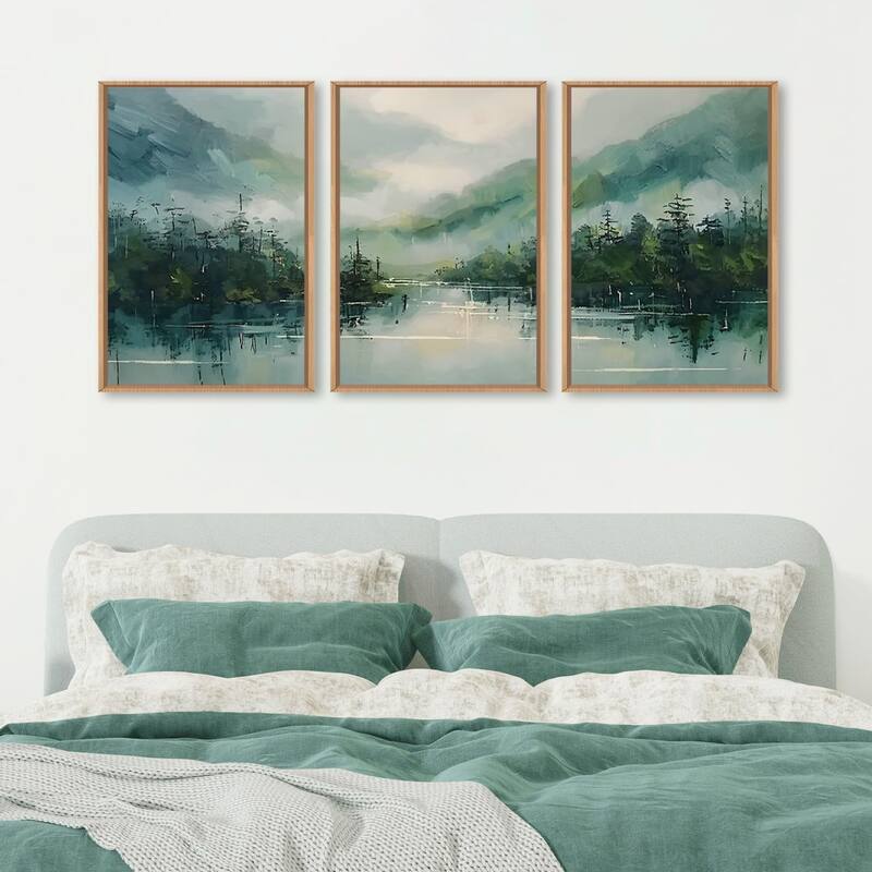 Misty Watercolor Artwork,Abstract Modern Nature Pine Tree