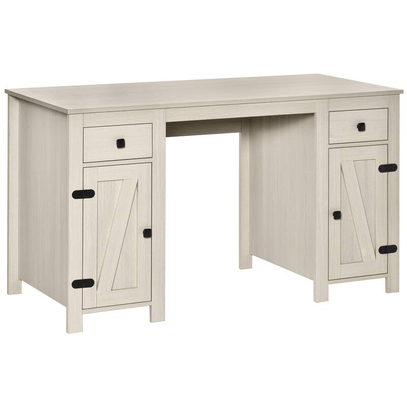 Home Office Desk Computer Desk with Storage,2 Drawers and 2 Cabinets
