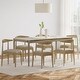 preview thumbnail 2 of 40, Helke Acacia Wood 7 Piece Dining Set by Christopher Knight Home Light Ash + Pebble Linen