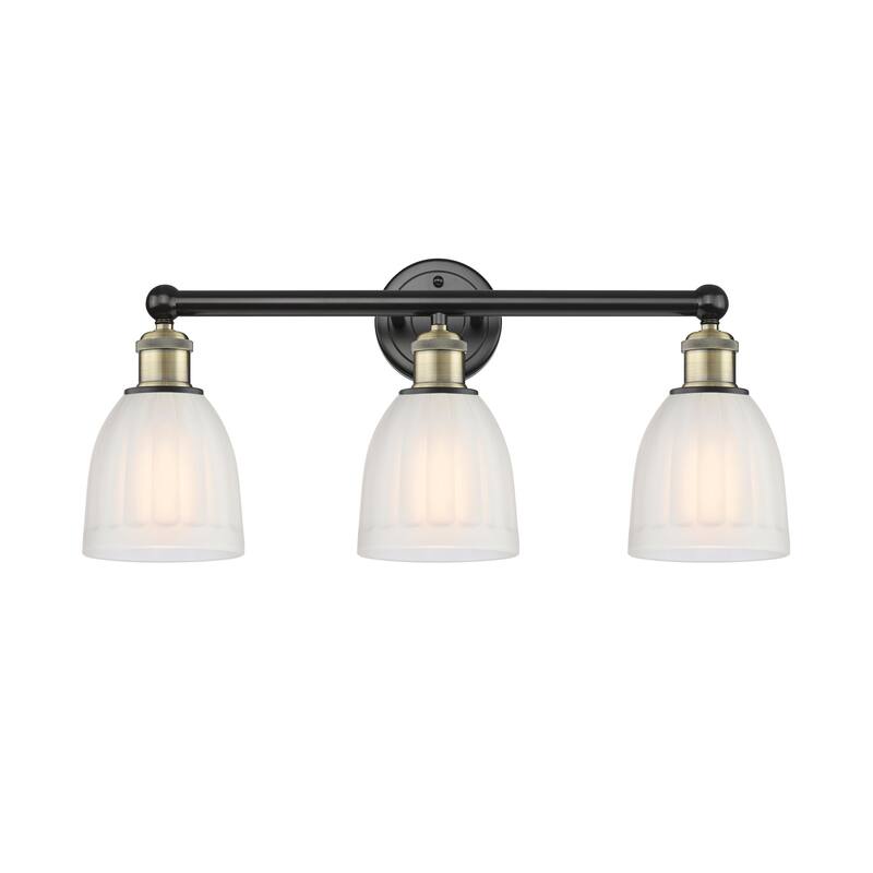 Innovations Lighting 616-3W-12-24 Brookfield Vanity Brookfield 3 Light - Black Antique Brass / White