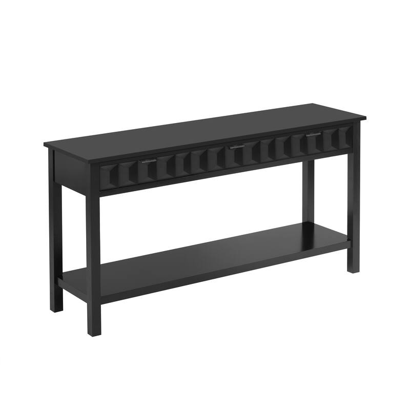 Modern 60" Console Table with 3 Drawers Honeycomb Design for Study Entryway Hallway