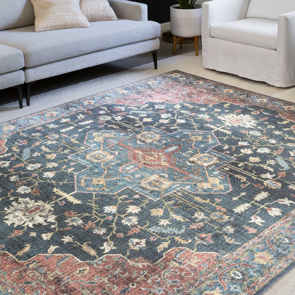 Alexander Home Leanne Traditional Distressed Persian Printed Area Rug