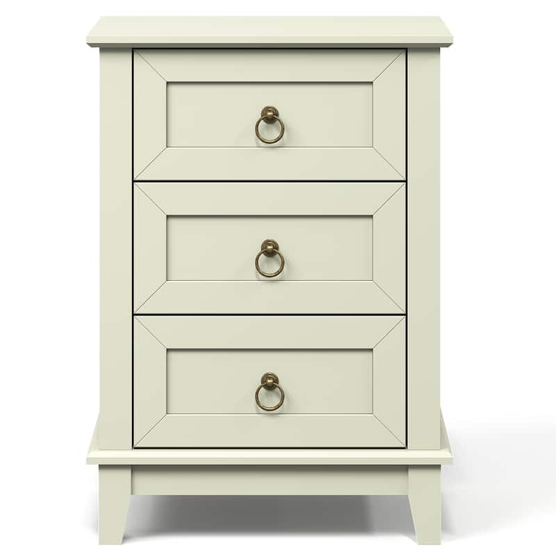 Modern 3-Drawer Wooden Nightstand, Tall & Narrow - Light Green