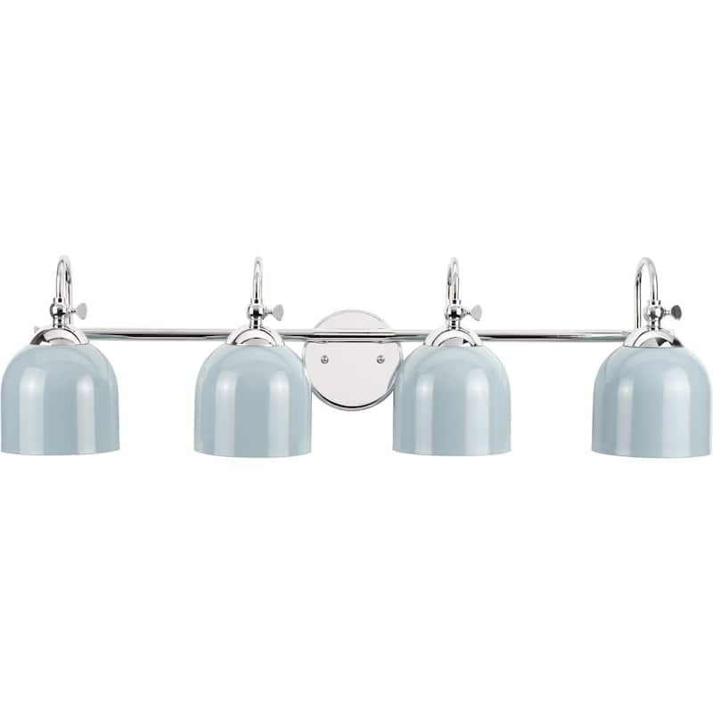 Dalton Collection Four-Light Chrome Metal Shade Bath Vanity Light - 33 in x 7.37 in x 9 in