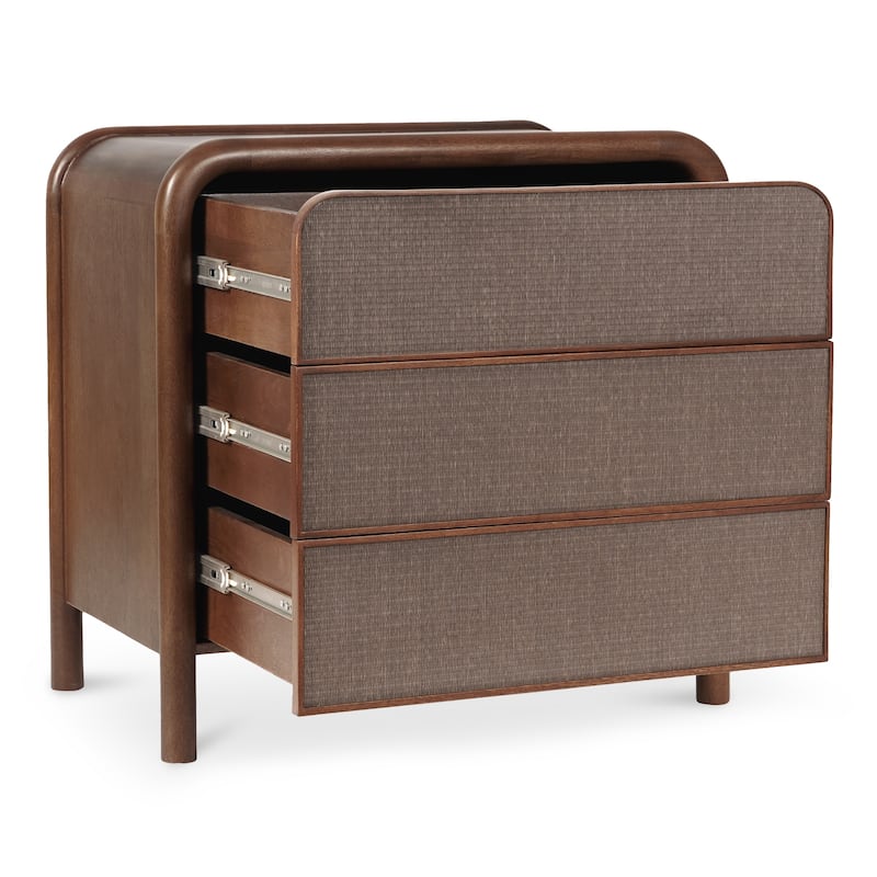 NADAAL STUDIOS West Warm Brown Mango Wood and Tatami-Mat 3-Drawer Dresser