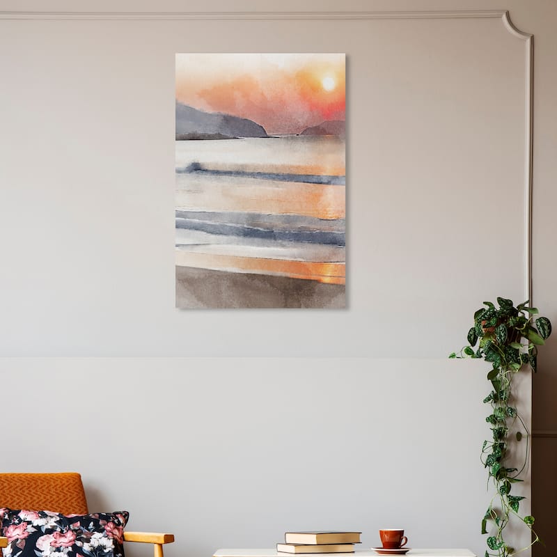 Wynwood Studio Canvas Nautical and Coastal Amber Sky Beach II Orange and Nautical & Coastal Wall Art Canvas Print - 30 x 20