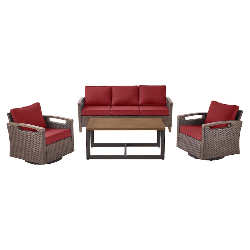 Pocassy Patio Sofa PE Wicker Set