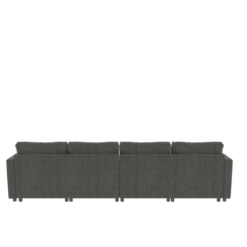 Modern U-Shape 6-Seater Sectional Sofa Bed with Storage Ottomans, Chenille Fabric