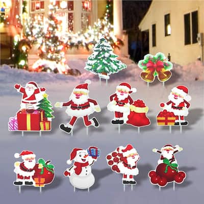 10PCS Christmas Decorations Outdoor Yard Signs Stakes Decorations