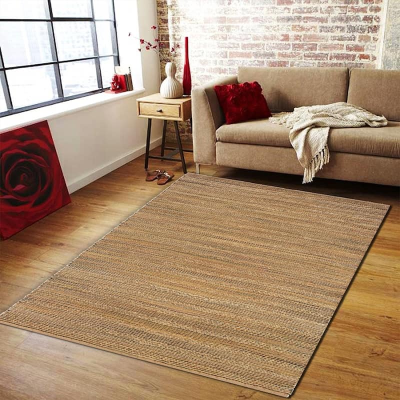 Sevita Organic Jute Geometric Area Rug, Tan and Gold - 5' x 7'9" - Tan
