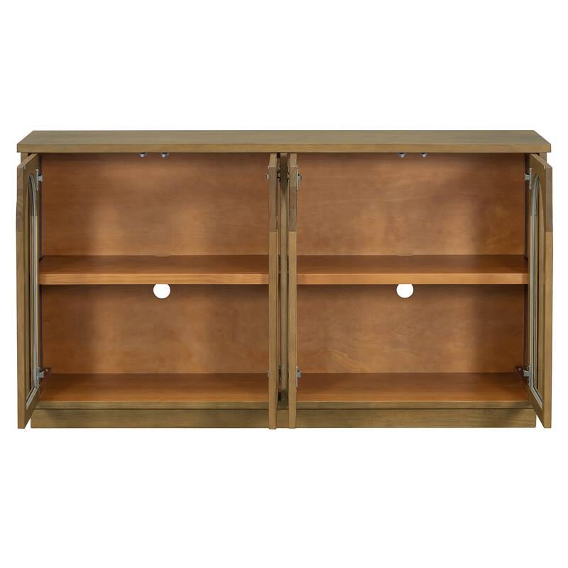 4-Door Large Storage Buffet Cabinet with Glass Doors