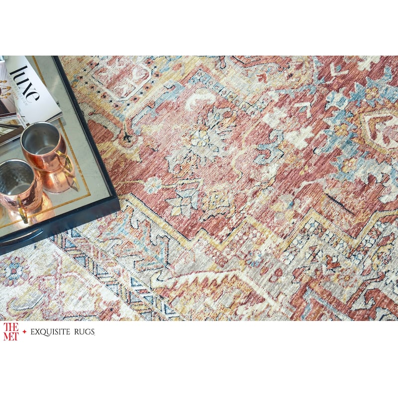 The Met X Exquisite Rugs Antique Loom Rust/Beige Area Rug.
