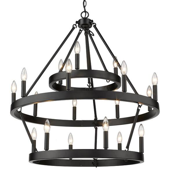 slide 2 of 4, Golden Lighting Alastair 18 Light 32" Wide Taper Candle Chandelier Matte Black