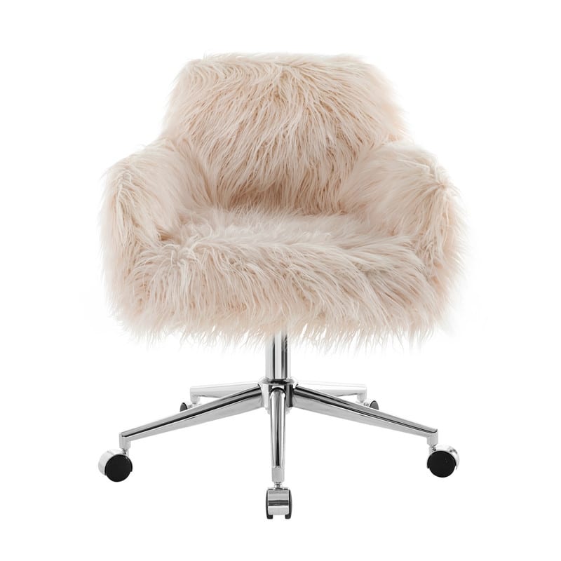 Amber Faux Fur Pink Office Chair - Pink