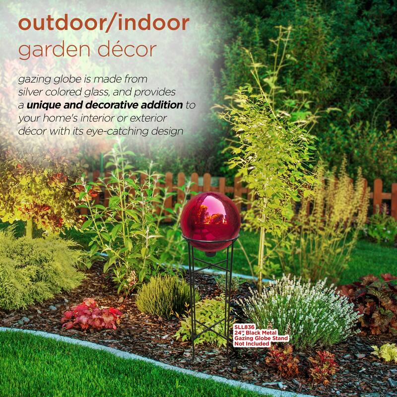 Alpine Corporation 10" Diameter Indoor/Outdoor Glass Gazing Globe Yard Decoration, Red