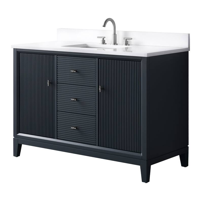 Vanity Art 48" Freestanding Bathroom Vanity with Engineered Marble Top and Sink