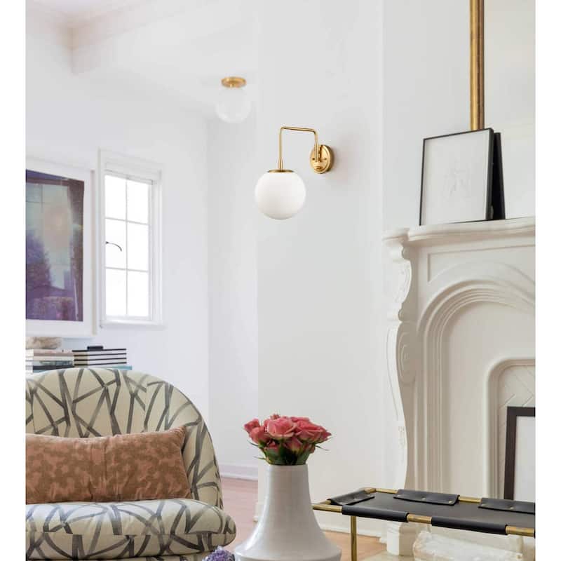 Sifnos Wall Sconce Opal Globe Glass Modern Wall Sconce Plug-in & Hardwired