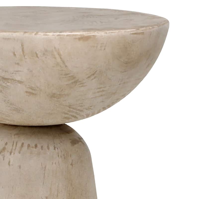 Balak Reclaimed Pine Round Modern Hourglass Side Table, Natural Pine