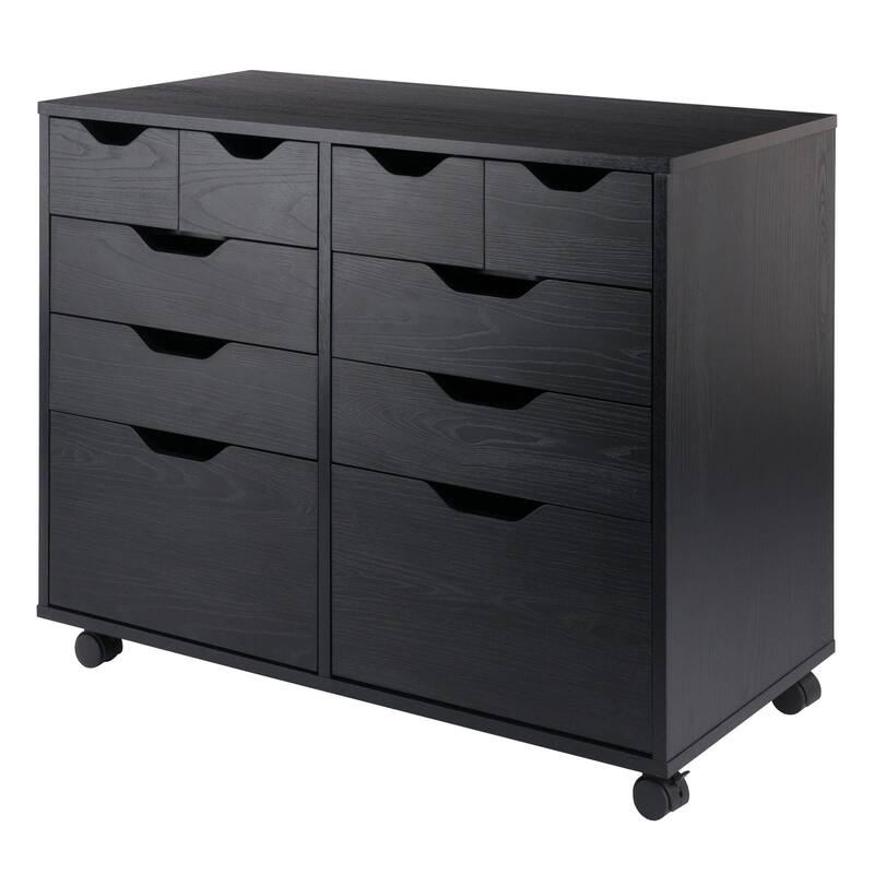 Mobile Storage Cabinet Set with Bins and Drawers - 32" - Black