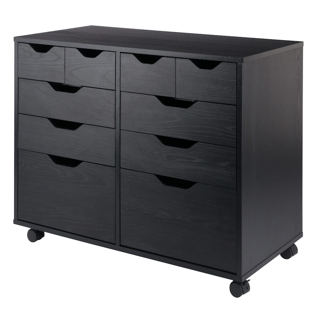 Mobile Storage Cabinet Set with Bins and Drawers - 32" - Black
