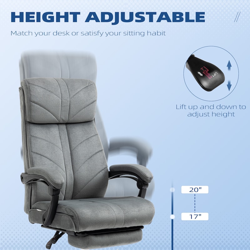 Vinsetto High-Back Executive Office Chair with Footrest, Microfiber Computer Chair with Reclining and Armrest, Ergonomic Chair