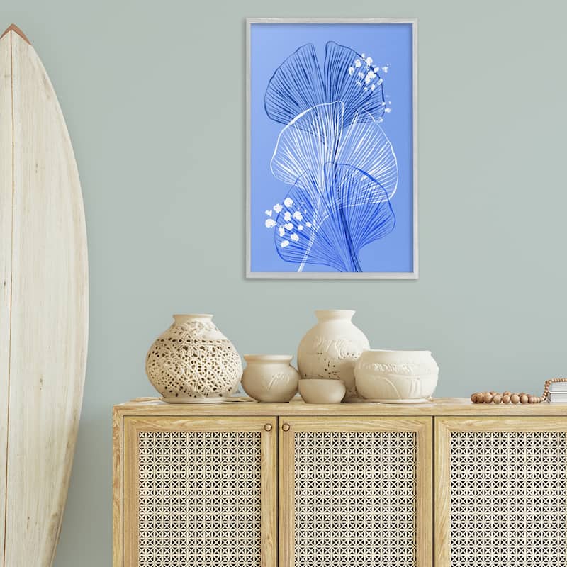 Stupell Layered Blue Gingkoes Framed Giclee Art Design By Martina Pavlova