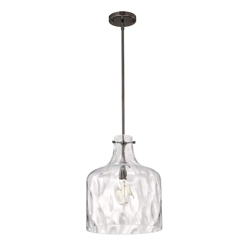 Daelan Pear Black Pendant Light with Dimpled Clear Glass Bell Shade - Pear-Black