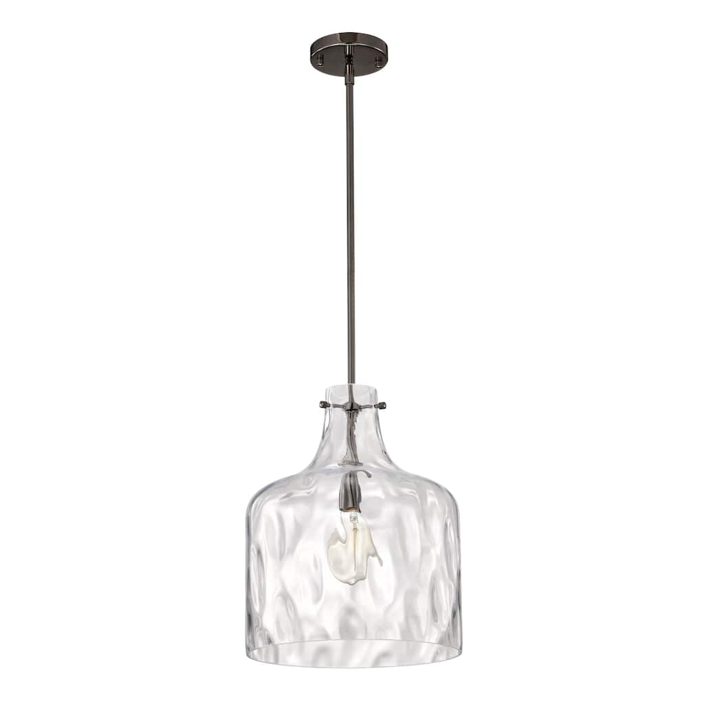 Daelan Pear Black Pendant Light with Dimpled Clear Glass Bell Shade - Pear-Black