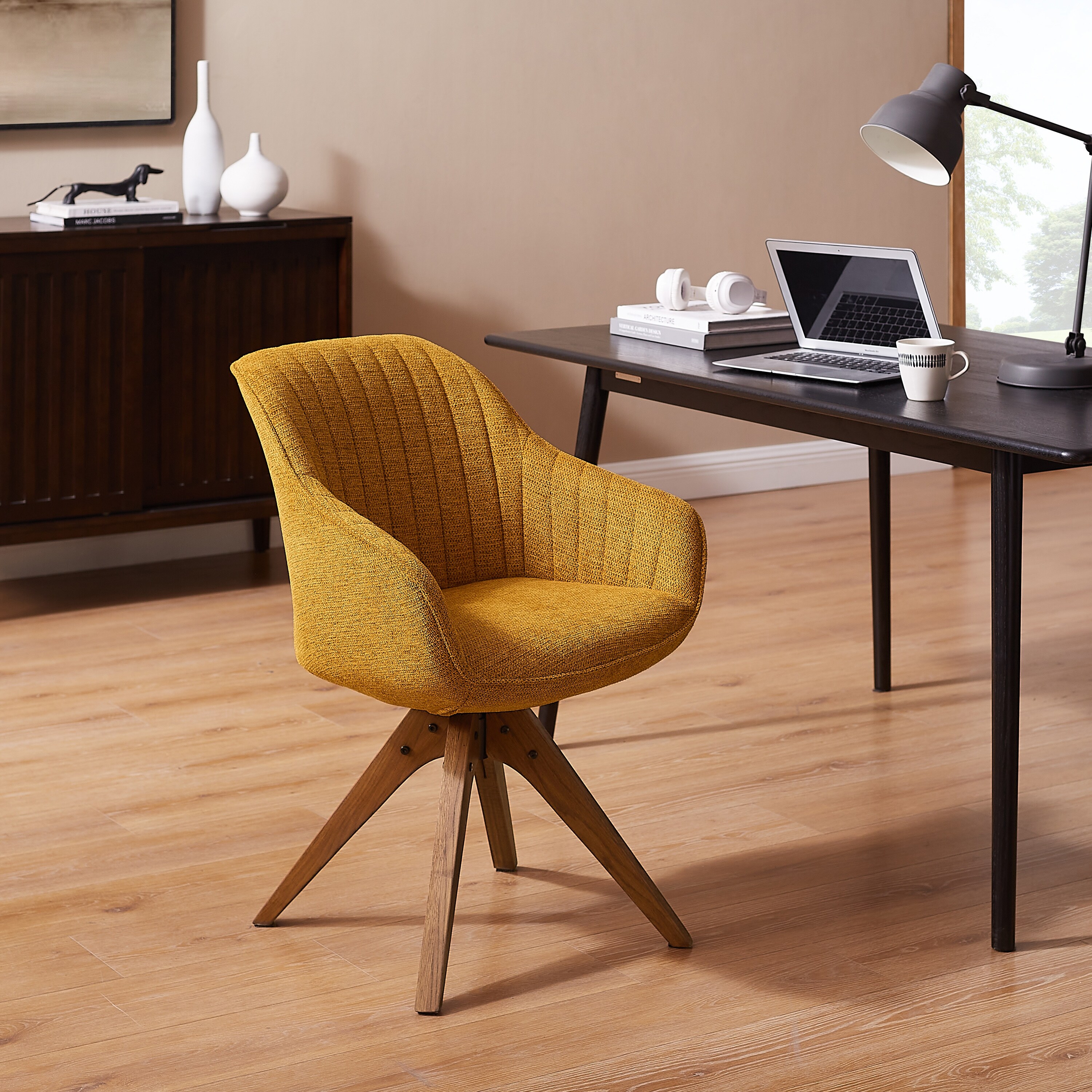 Art Leon Modern Home Office Swivel Arm Accent Chair with Wood Legs On Sale Bed Bath Beyond 29824145