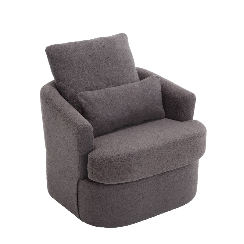 32.68" Swivel Barrel Chair with Metal Base