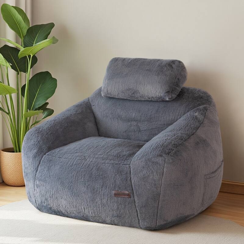 Giant Bean Bag Sofa Chair with a Pillow - Grey