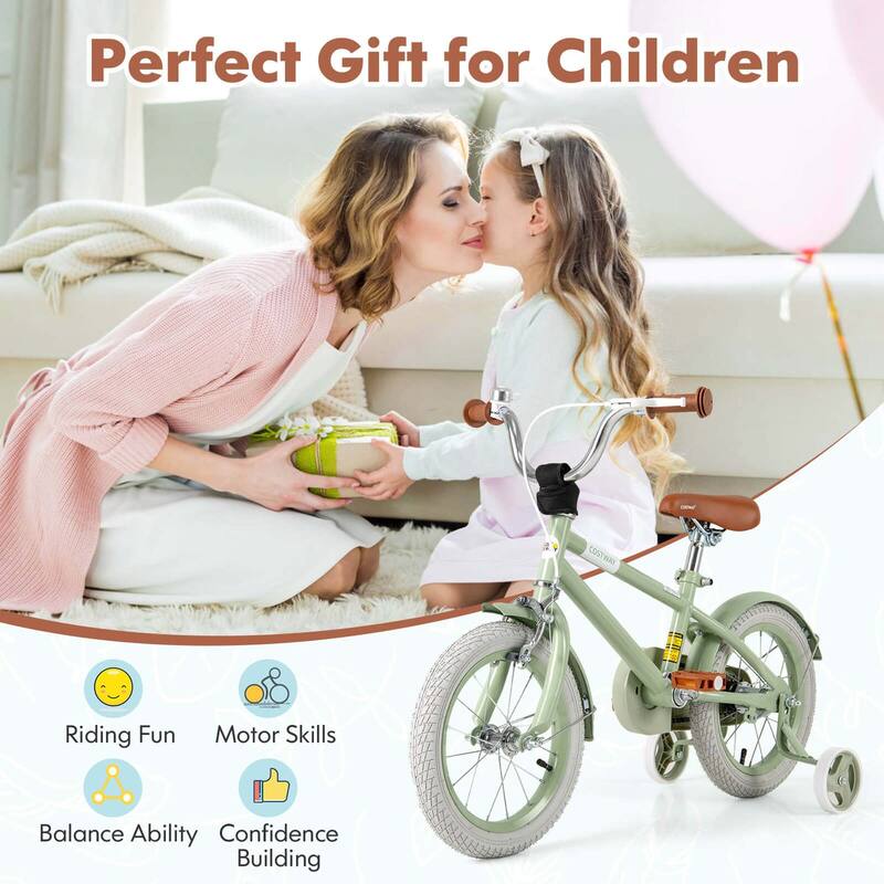 Costway 14" Kids Bike with Adjustable Saddle Handlebar Removable