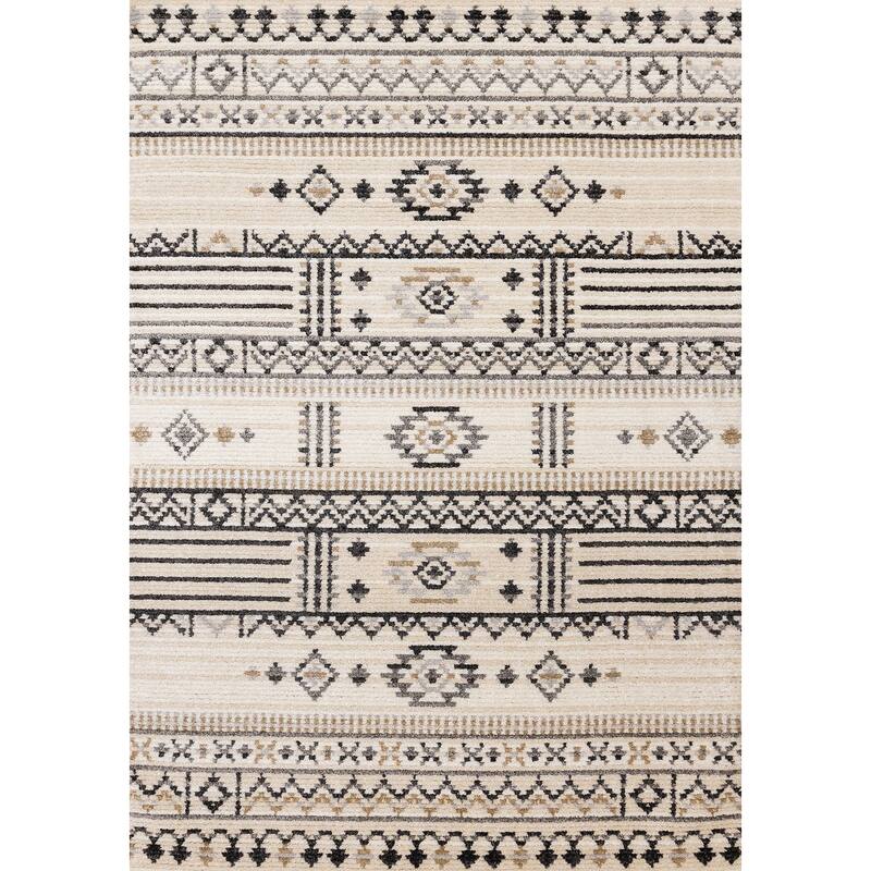 HomeRoots Tribal Modern Rectangle Area Rug - 5' X 8'