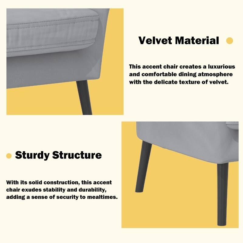 Tuft Velvet Living Room Thick Cushion Accent Chair (Set of 2)