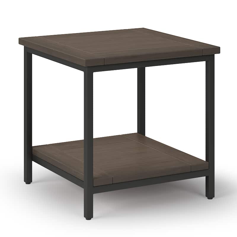 WYNDENHALL Rhonda SOLID MANGO WOOD & Metal 22" Wide Square Industrial End Side Table - 22 W x 22 D x 22 H