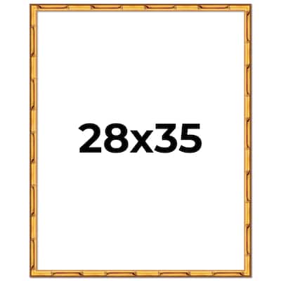 28x35 Frame Gold Bamboo Picture Frame Modern Photo Frame Includes UV Acrylic Shatter Guard Front Acid Free Foam Backing Board