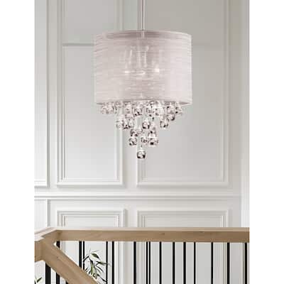 3-Light Cloth Drum Pendant Light - Teardrop Ceiling Lamp Chandelier