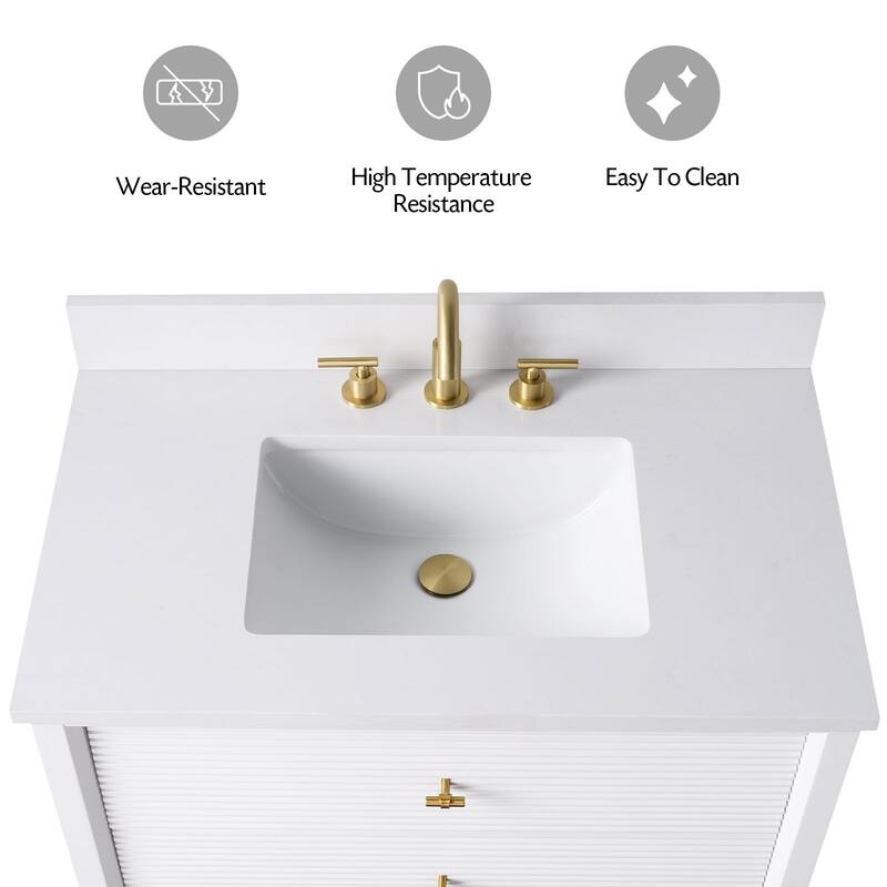 Vanity Art 36" Freestanding Bathroom Vanity with Engineered Marble Top and Sink