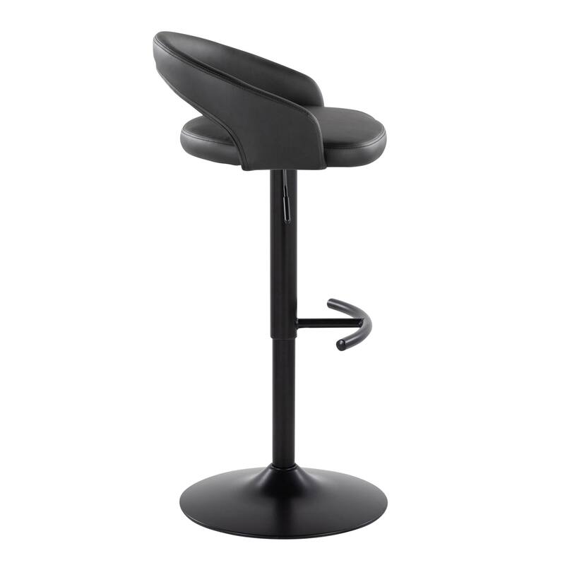 Grotto Upholstered Adjustable Barstool with Black Base