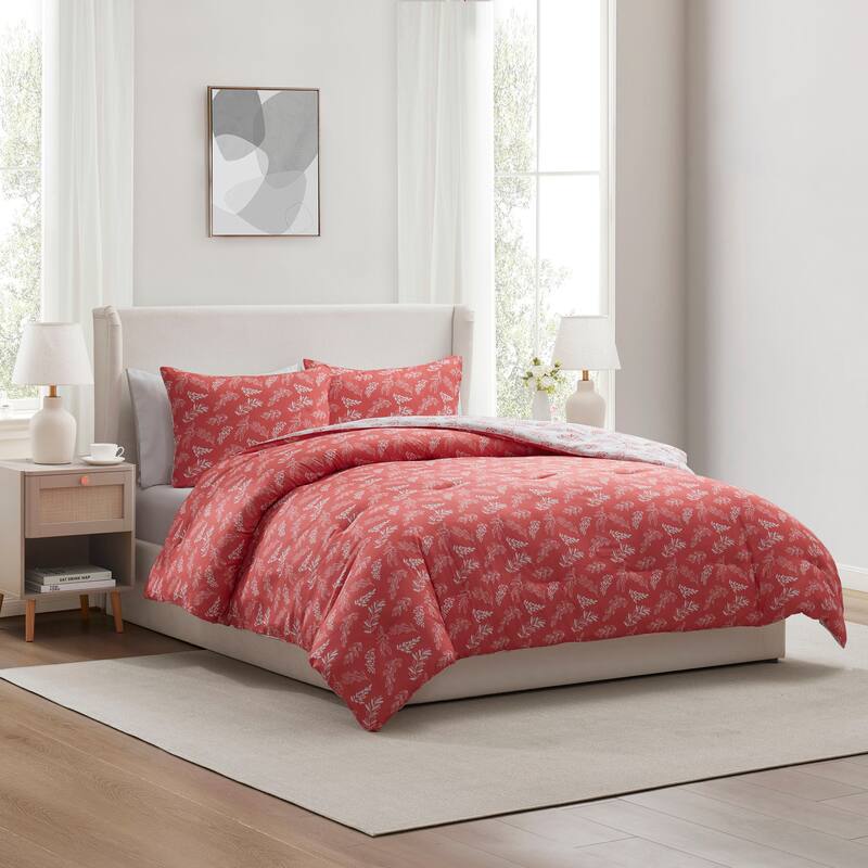 Empyrean 3PC Reversible Botanical Printed Comforter Bedding Set